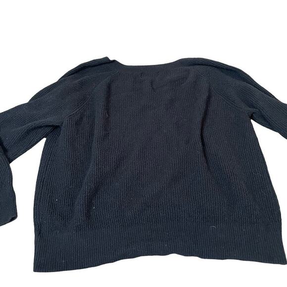 Old Navy sweater chunky knit ribbed black V- neck cotton blend staple piece SZ L - Picture 7 of 7